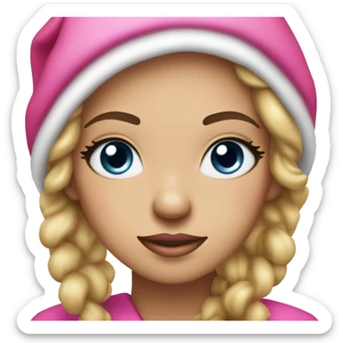 Pretty Santa Claus with pink hat and robe and pink makeup and long eyelashes  sticker