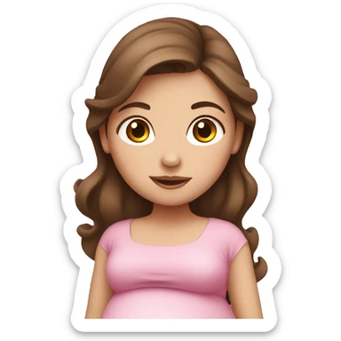 Pregnant girl with brown hair in pink dress sticker