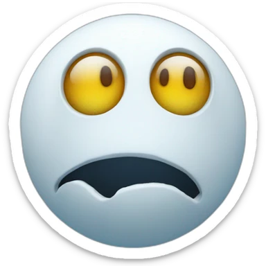 3d sphere with a cartoon Snow Golem skin texture with big thoughtful eyes sticker