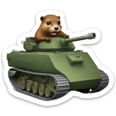 A beaver driving a tank  sticker