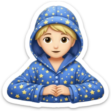 moon wearing oversized pajama hat tangled in stars sticker