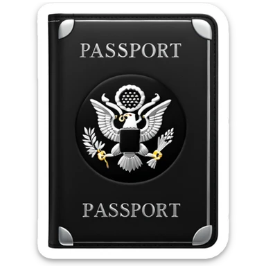 black passport with minimal silver details sticker