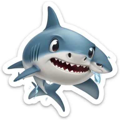 Shark with baby Shark Cried sticker