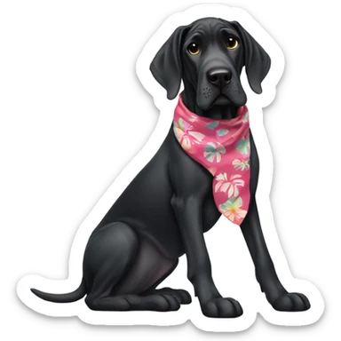 Black Great Dane with Hawaiian bandana  sticker