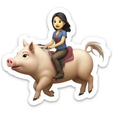 asian girl riding razorback sticker