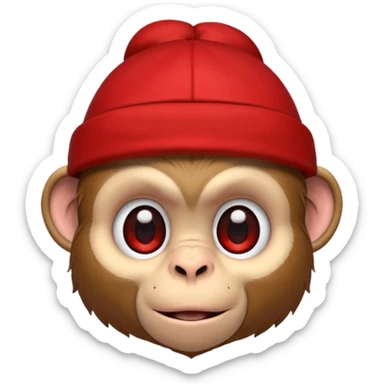 Cara de un chango con una gorra roja de lado y un piercing en la nariz sticker
