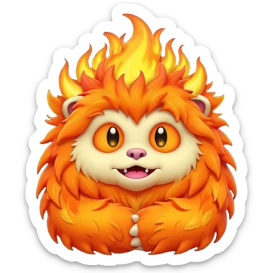 Sleepy cute fluffy flaming monster  sticker