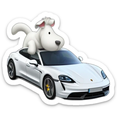 Moomintroll driving porsche taycan turbo s sticker