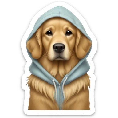 A golden retriever with a walrus hoodie  sticker