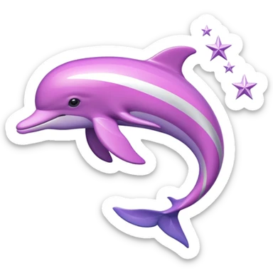 Pink and purple striped Dolphin with silver stars sticker