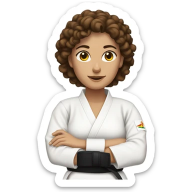 Curly brown hair, spanish woman judo black belt sticker