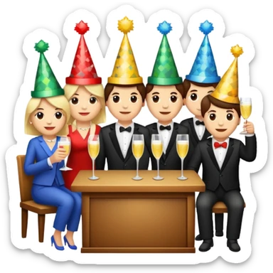 I want a set of pixel style emoji depicting a bottle of water, people having a party and a festival circuls cabinet sticker