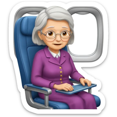 old woman passanger in plane seat sticker