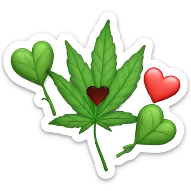 Weed and love hearts  sticker