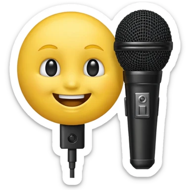 laughing face emoji next to a mic sticker