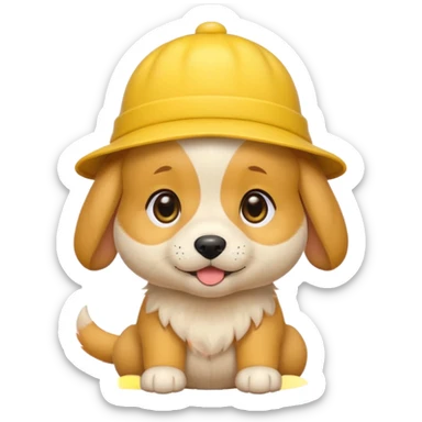 puppy yellow dog with hat yellow sticker