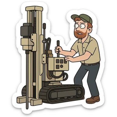 rack-mounted geotechnical drilling rig (Geoprobe-style soil sampling machine), transparent background sticker