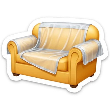 Furniture fully covered with a plastic drop cloth  sticker