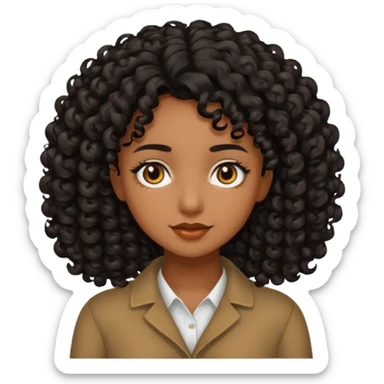 Brown skinned girl with medium length really curly black hair sticker