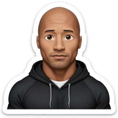 dwayne johnson with black hoodie sticker