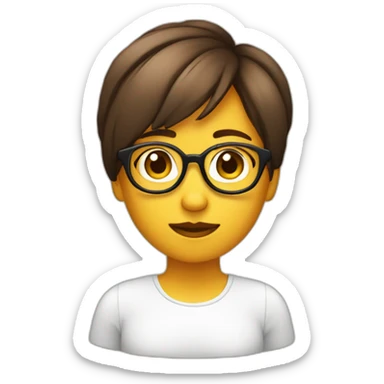 Chica pelo corto y marrón con gafas sticker