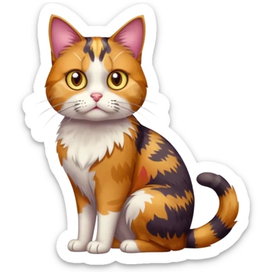 full body anxious looking colourful light calico tabby cat with hazel eyes sticker