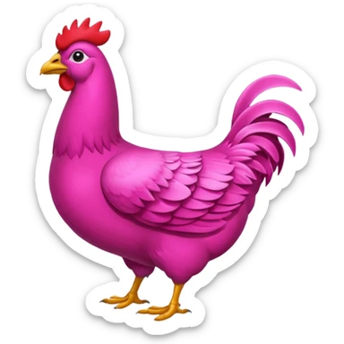 Gallina de pelaje rosa fuerte mezclada con una jirafa sin manchas sticker