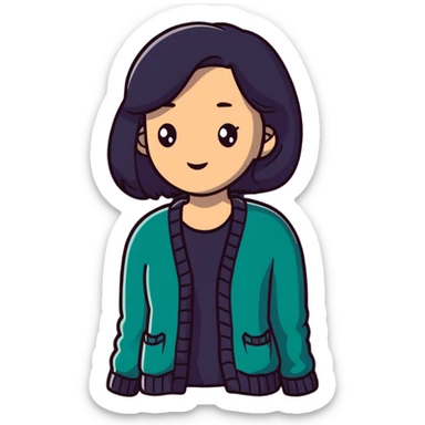 gray woman knit cardigan sticker