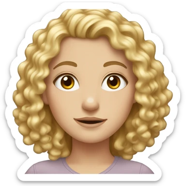 white girl with blonde curly hair and hazel eyes sticker