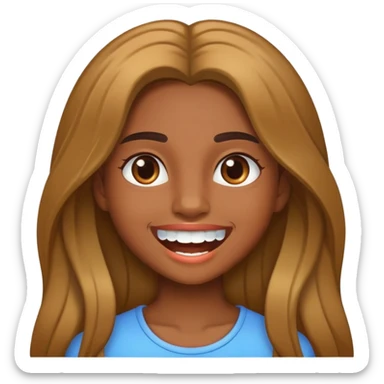 Una niña pero que sea un conguito con pelo largo y dientes blancos sticker