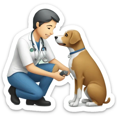 Vet caring a dog sticker