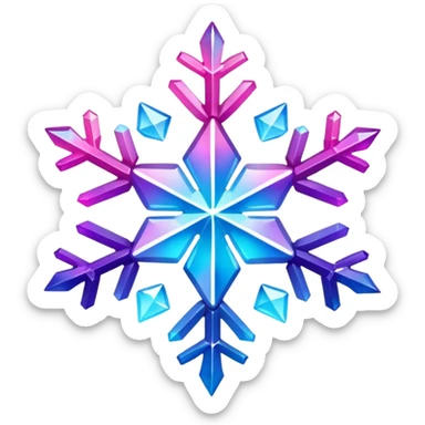 Gradient iridescent Pink violet blue crystal star snowflake  sticker