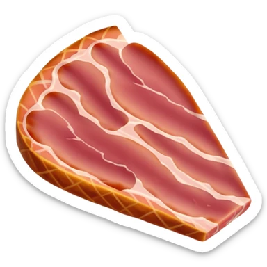 Cinematic Realistic Jam√≥n Serrano Dish Emoji, depicted as delicate, air-cured ham sliced thinly rendered with detailed textures and natural, inviting lighting. sticker