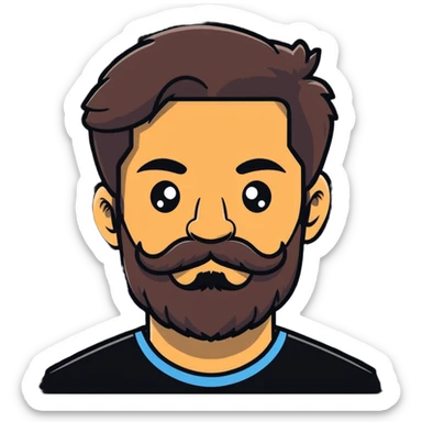 bearded man with mustache and connected bushy eyebrows sticker
