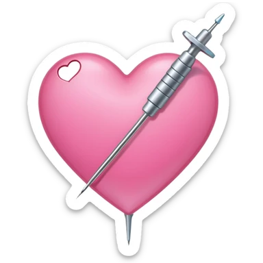 A pierced pink heart by a medical needle emoji sticker