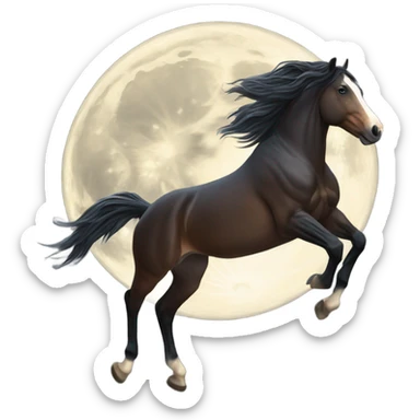 horse jumping over moon sticker