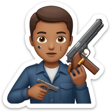 As un emoji con pistola en la mano sticker