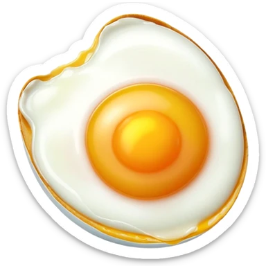 fried egg only 1 yolk with 45 degree angle on red background color #C4151C nothing under the egg sticker