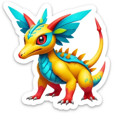 Colorful Exotic Pokémon-Fakémon-hybrid-creature (full body) sticker