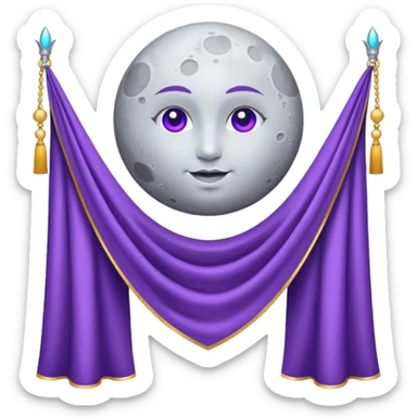 Moon Banner — silver cloth + violet trim,Royal Banner. sticker