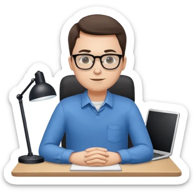 employee sitting at a desk full body sticker