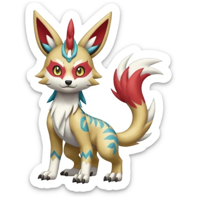  Tropical Tiny Marked Patterned Tribal WereGarurumon-Meloetta-Renamon-Zangoose-fusion-hybrid-creature (full body) sticker