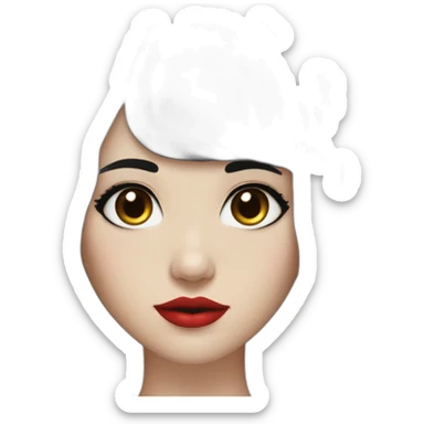 Beautiful young woman,Black hair,long hair,White skin,oval face,big eyes,Blackeyes,Redlips,Chinese sticker