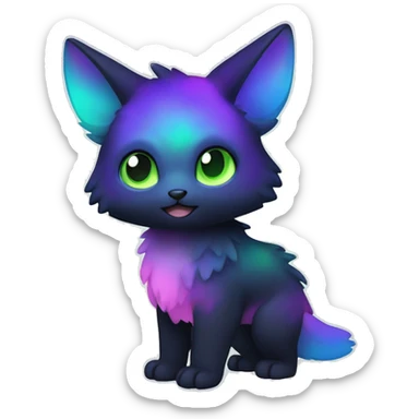 Cute cool black nebula fading green blue purple pink gradient animal hybrid Fakemon full body sticker