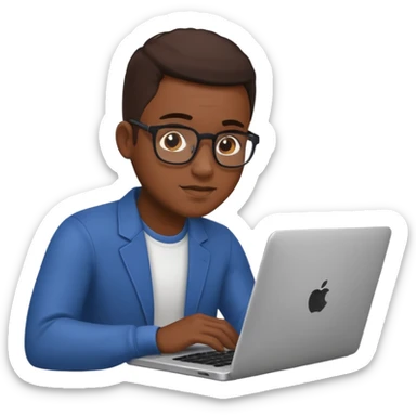 its a black man sitting working on a laptop with no face or anything sticker