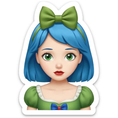 snow white with green dress blue hair bow and green eyes sticker