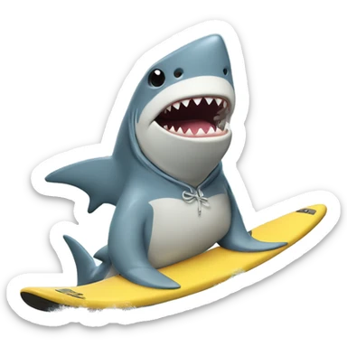 Shark wearing a hoodie and on a surf board sticker