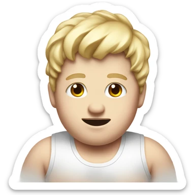 Make a fat white kid with blonde hair with chocolate stains on his white tanktop sticker