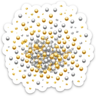 An emoji of small, shiny, glittering particles. Tiny golden and silver specks with a sparkling effect, scattered lightly. A soft glow around them to enhance the shimmering look sticker