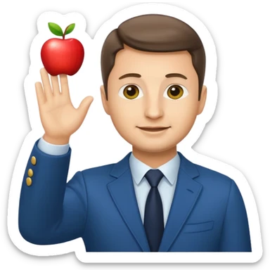 zelensky apple emoji style, waving sticker
